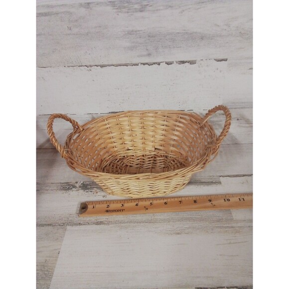 Small Sized Light Colored Decorative Farmhouse Basket With Handles - Picture 9 of 16